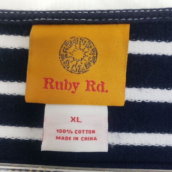 Ruby Rd Beaded Stripe Cardigan Nautical Preppy Cotton Open Front Womens Size XL - Picture 5 of 10